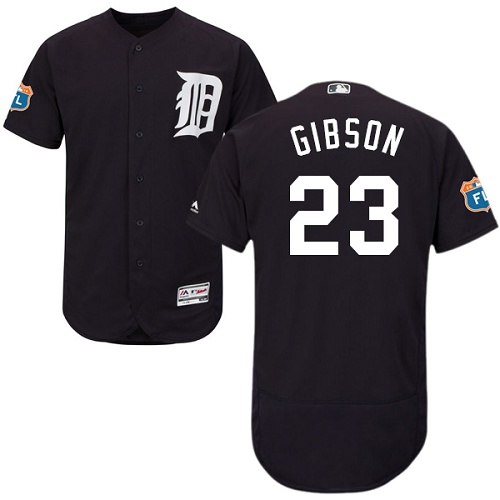 Tigers #23 Kirk Gibson Navy Blue Flexbase Authentic Collection Stitched MLB Jersey - Click Image to Close